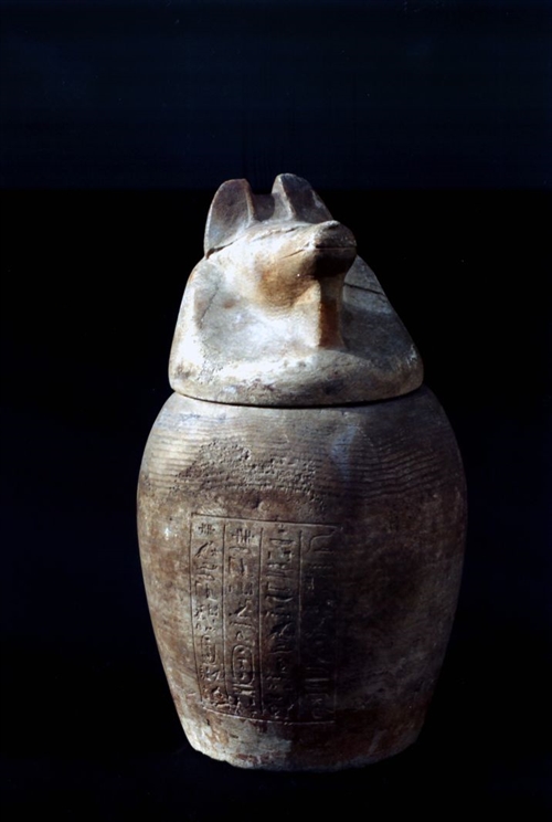 Canopic jar of Ketjen in the form of god Duamutef